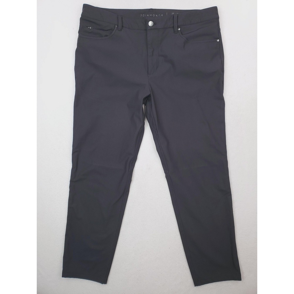 7 Diamonds Pants Mens 36x30* Gray Infinity Slim Fit Stretch Performance Chino